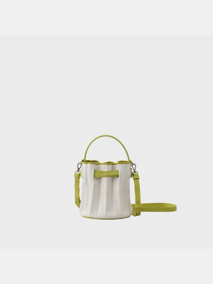 Lucky Pleats Canvas Coated Bucket Bag Lime