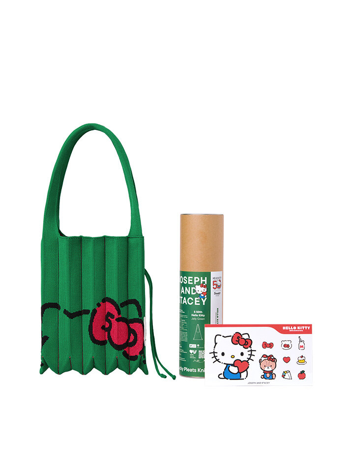 [헬로키티 50주년 2024년 한정판] Lucky Pleats Knit S 50th Hello Kitty Jelly Green