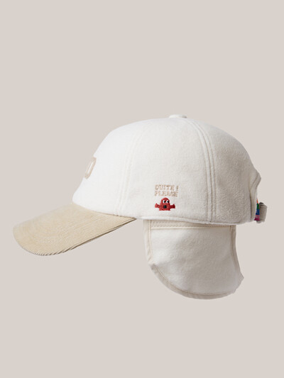 Ear Flap Ball Cap Beige