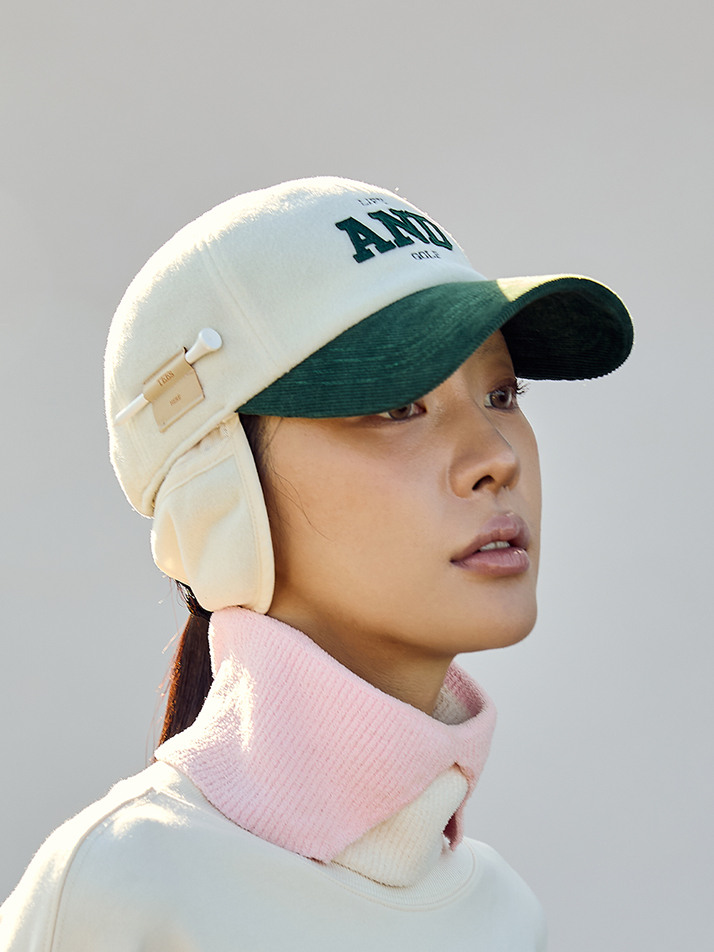 Ear Flap Ball Cap Green