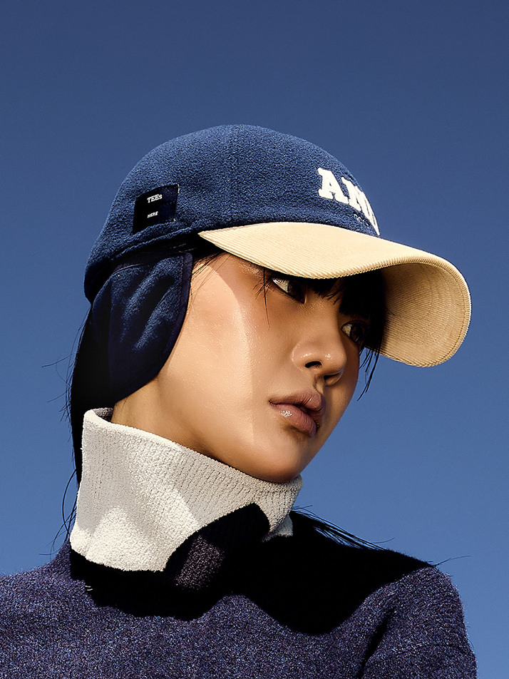 Ear Flap Ball Cap Navy