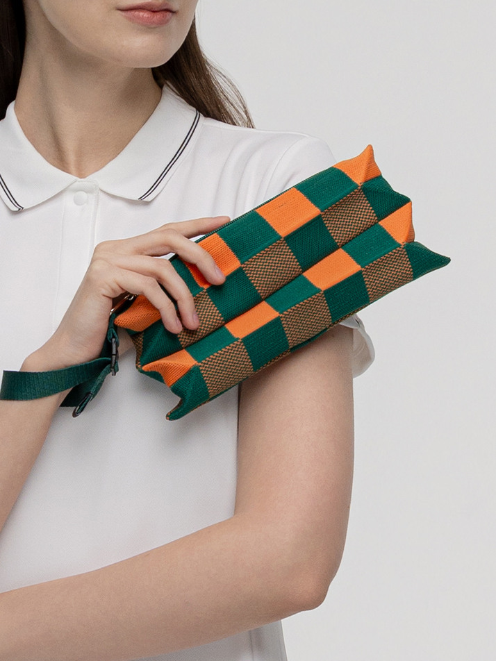 Pleats Pouch Mini Cube Green