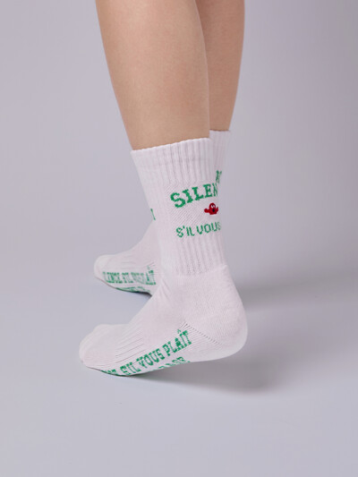 Middle Socks White Green