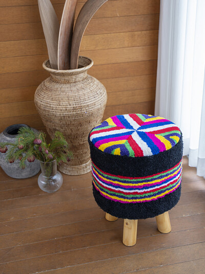 블랙 색동 스툴 (BLACK SAEKDONG STOOL)