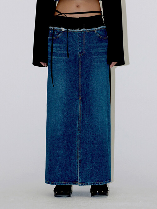 DENIM MIXED SKIRT (black)