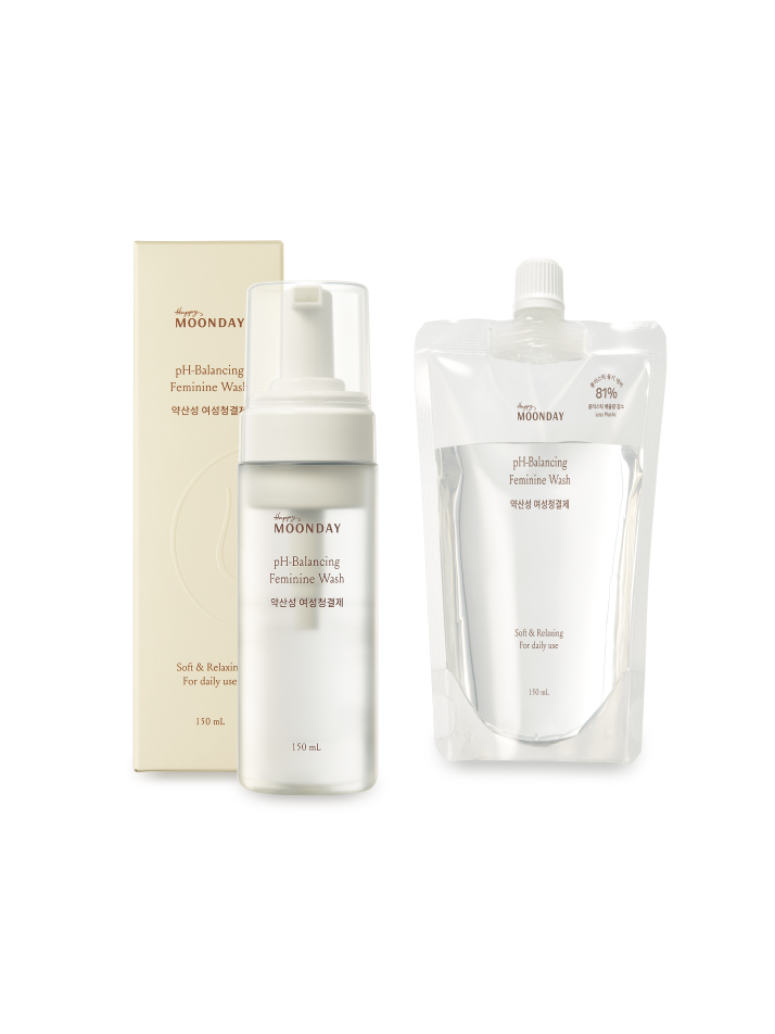 해피문데이 약산성 여성청결제 150mL + 리필팩 150mL