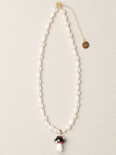 MUSHI-DANGLE NECKLACE-BROWN : ARCHIVE-012