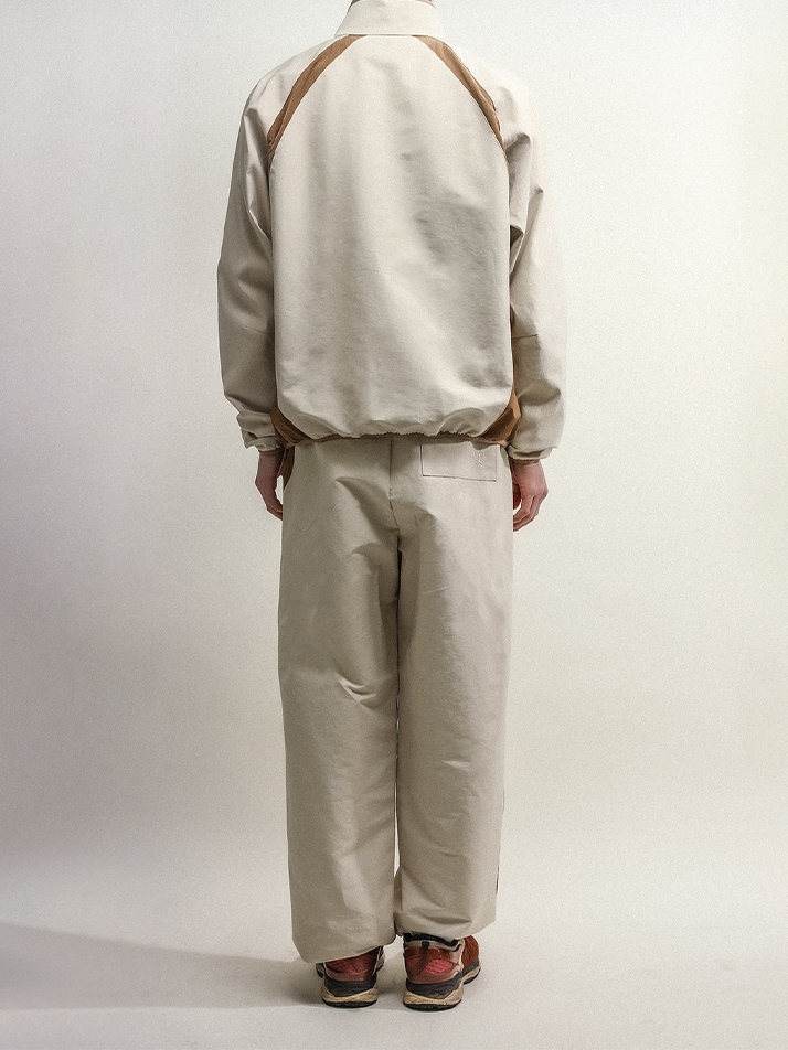 ASYMMETRIC WAVE PANTS-BROWN ECRU