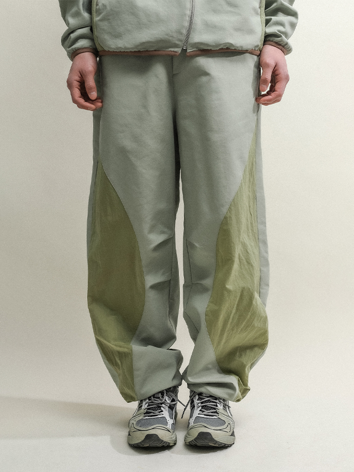 ASYMMETRIC WAVE PANTS-EARTHY GREEN