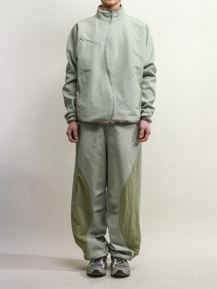 ASYMMETRIC WAVE PANTS-EARTHY GREEN