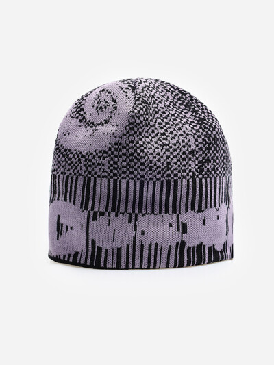 Spiral Jacquard Beanie-Grey Purple