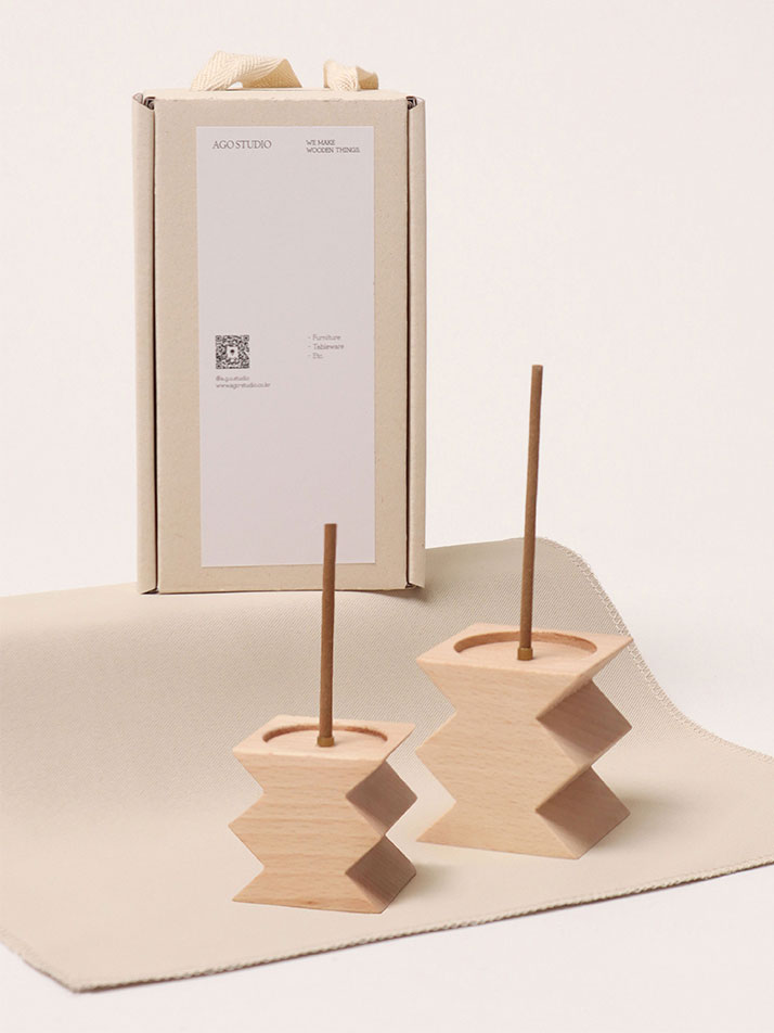 Zigzag Incense Holder_Beech (2 size)