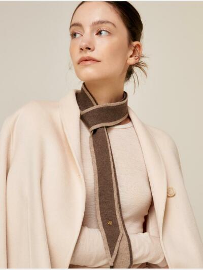 울 100% 트윌리 머플러 숏/롱 브라운베이지