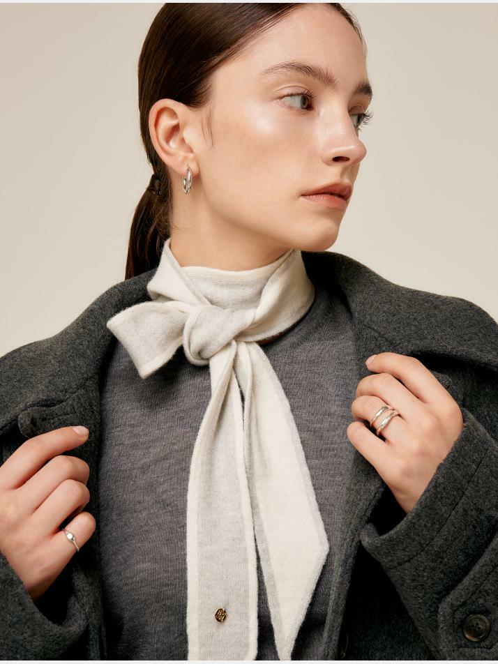 울 100% 트윌리 머플러 숏/롱 라이트그레이