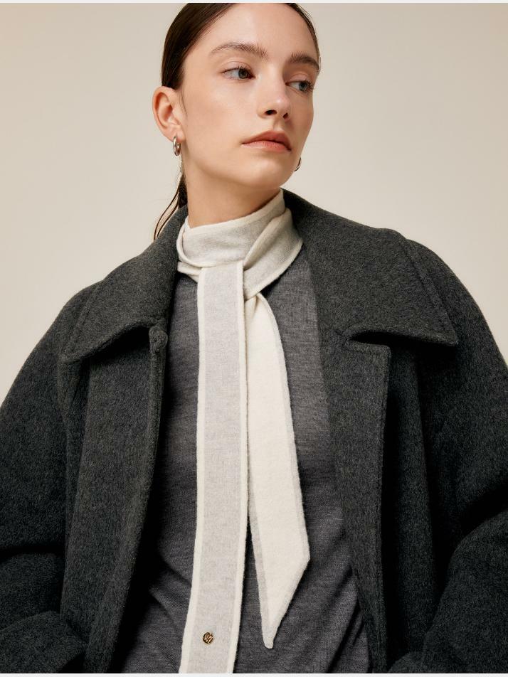 울 100% 트윌리 머플러 숏/롱 라이트그레이