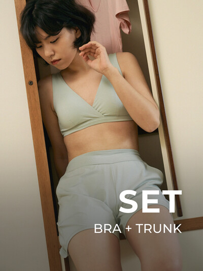 [W] 제로 풀컵 브라 & 브이컷 삼각 & 윙 트렁크_SET