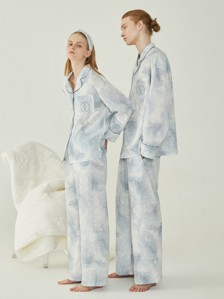 CLASSIC PAJAMA COUPLE SET_wave grey