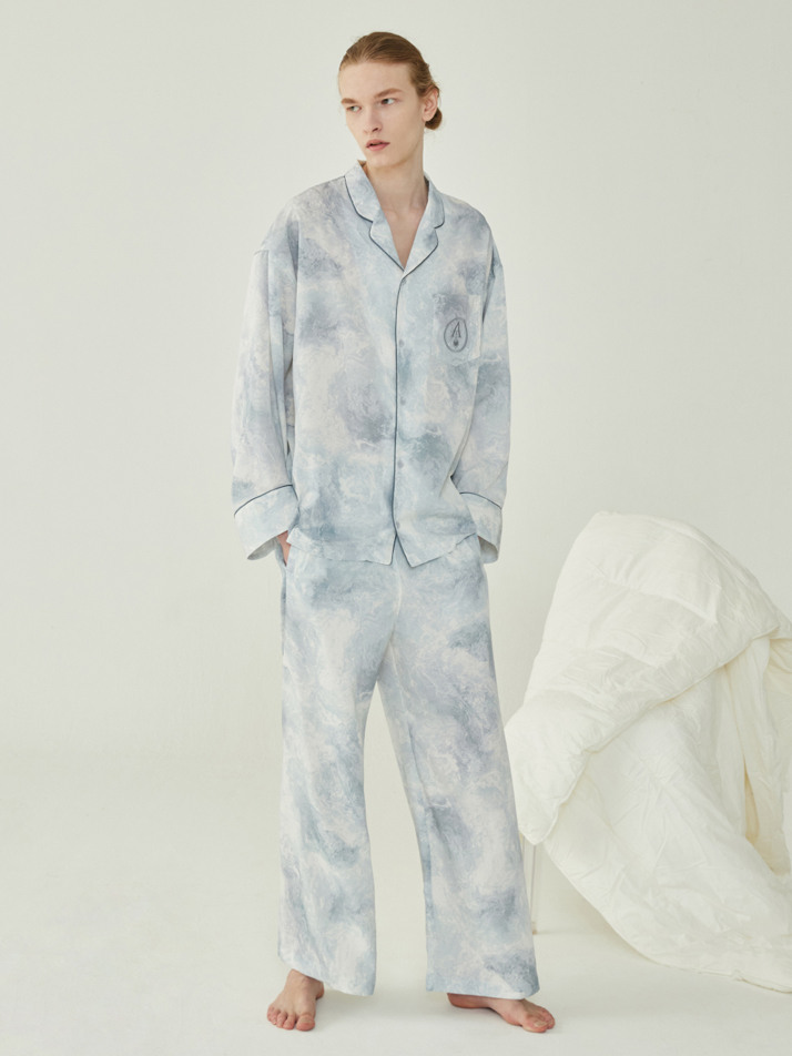 CLASSIC PAJAMA COUPLE SET_wave grey