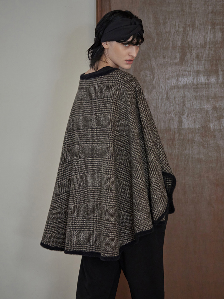 WOOL CAPE ROBE_glen check
