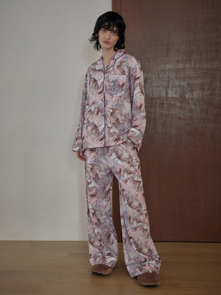 CLASSIC ROUND PAJAMA SET_marble pink