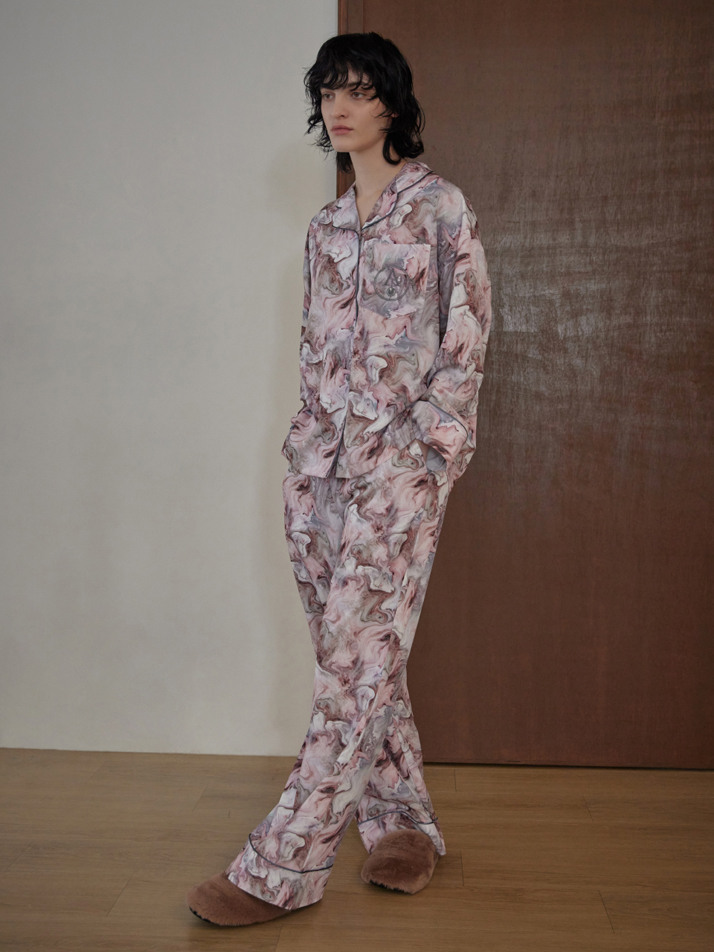 CLASSIC ROUND PAJAMA SET_marble pink