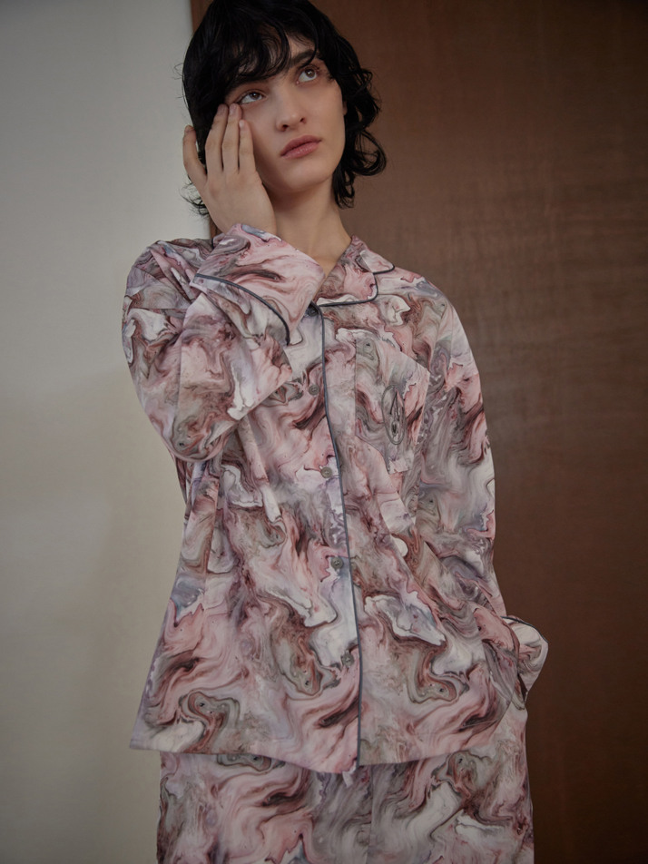 CLASSIC ROUND PAJAMA SET_marble pink