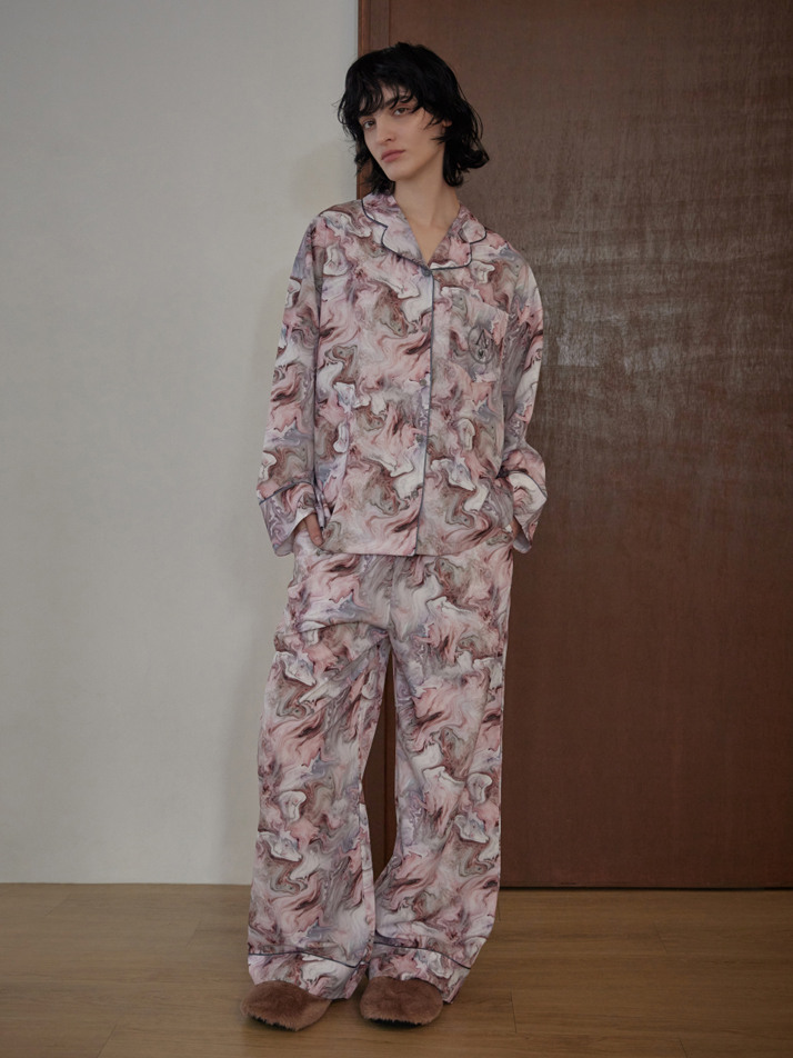 CLASSIC ROUND PAJAMA SET_marble pink