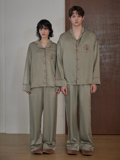 CLASSIC PAJAMA COUPLE SET_ash olive