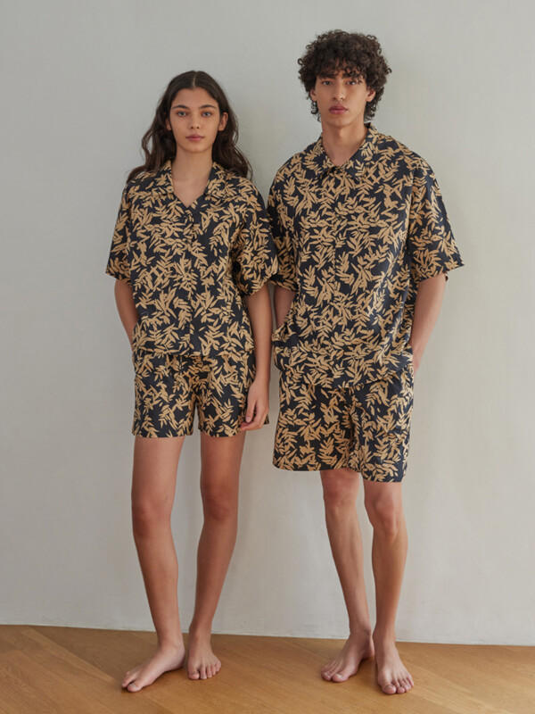 BALI PAJAMA COUPLE SET_leaf sugarblack