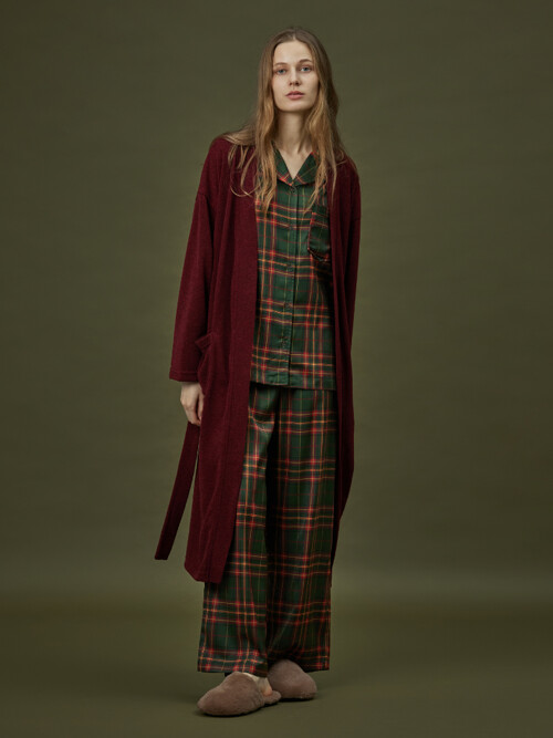 CLASSIC KNIT LONG ROBE_deep red (women)