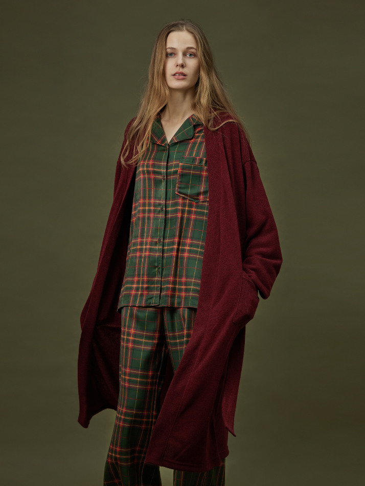 CLASSIC KNIT LONG ROBE_deep red (women)