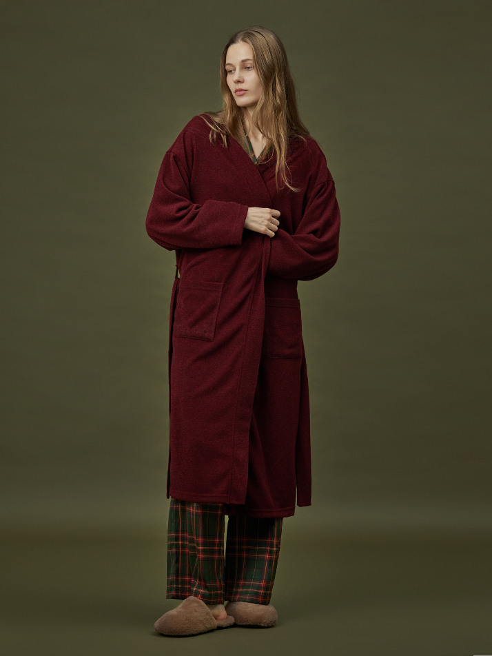 CLASSIC KNIT LONG ROBE_deep red (women)