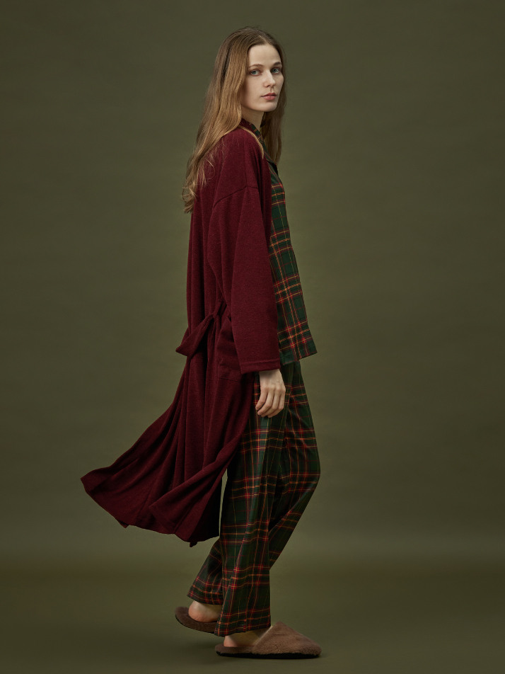 CLASSIC KNIT LONG ROBE_deep red (women)