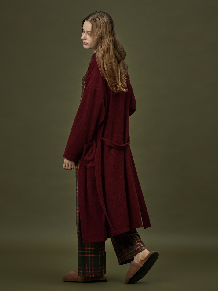 CLASSIC KNIT LONG ROBE_deep red (women)