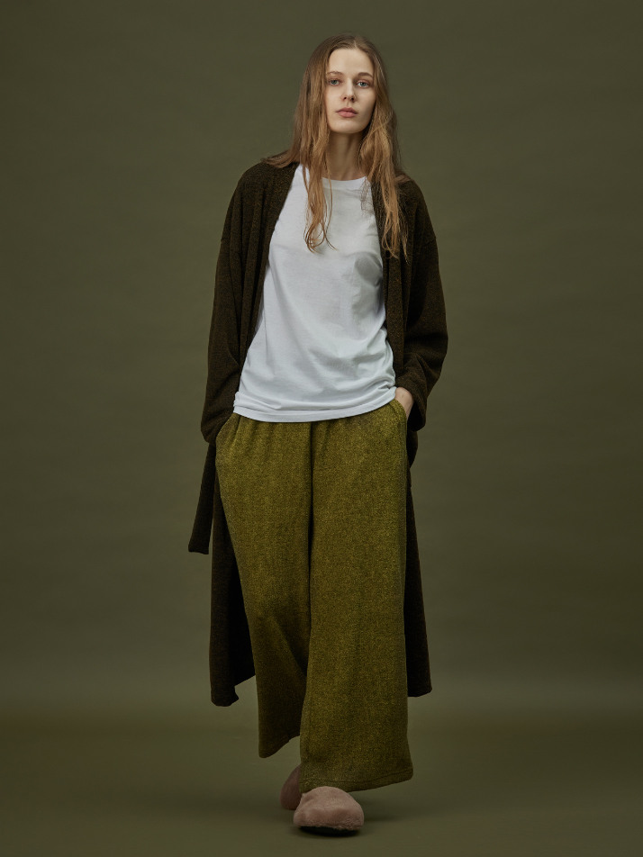CLASSIC KNIT LONG ROBE_khaki black (women)