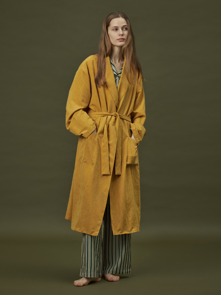 CLASSIC SUEDE LONG ROBE_mustard (women)
