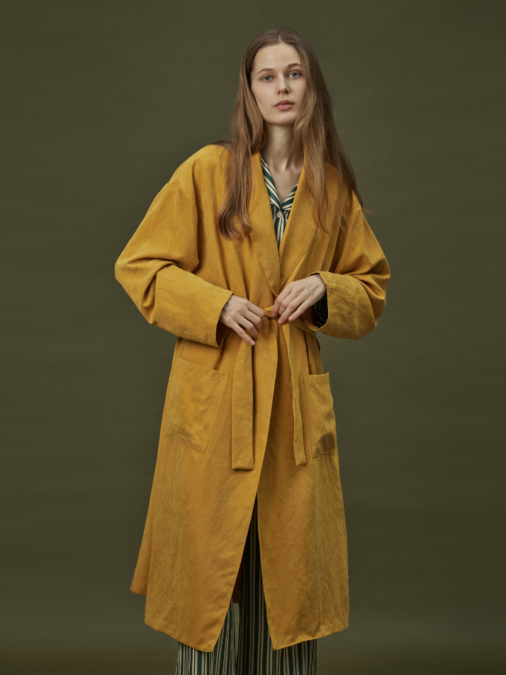 CLASSIC SUEDE LONG ROBE_mustard (women)