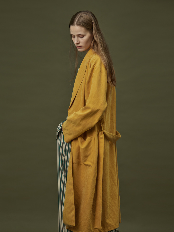 CLASSIC SUEDE LONG ROBE_mustard (women)