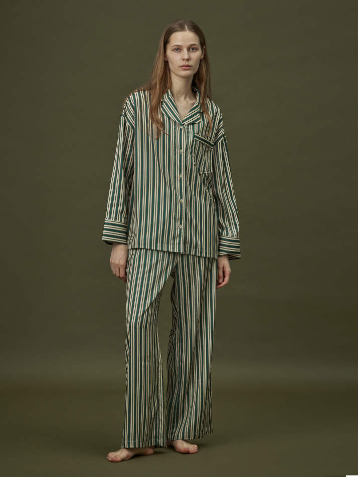 CLASSIC ROUND PAJAMA SET_day stripe