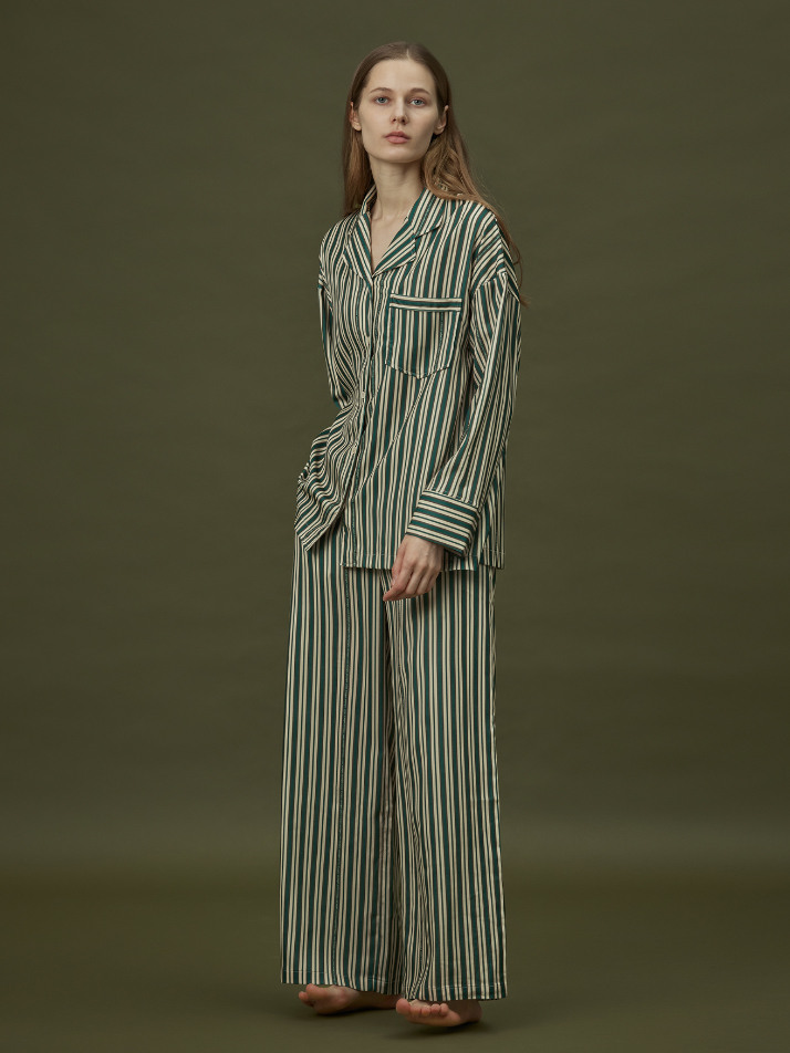 CLASSIC ROUND PAJAMA SET_day stripe