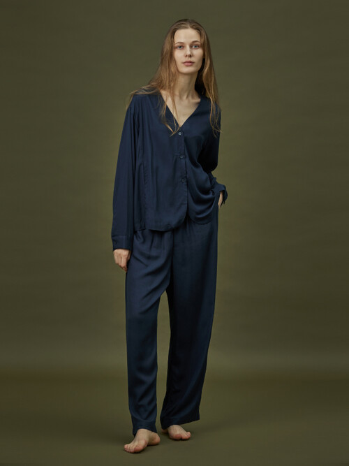 COZY ROUND PAJAMA SET_soft navy