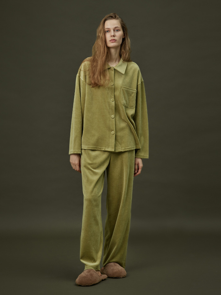 VELOUR PAJAMA SET_mild green (women)