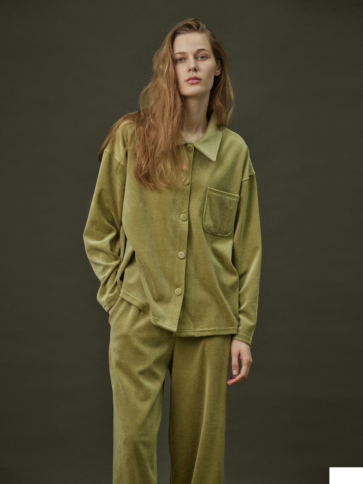 VELOUR PAJAMA SET_mild green (women)