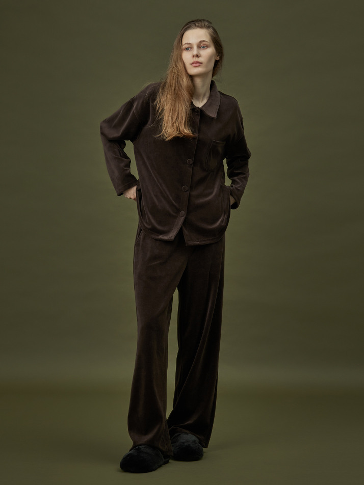 VELOUR PAJAMA SET_double brown (women)