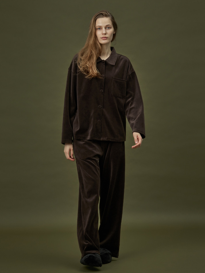 VELOUR PAJAMA SET_double brown (women)