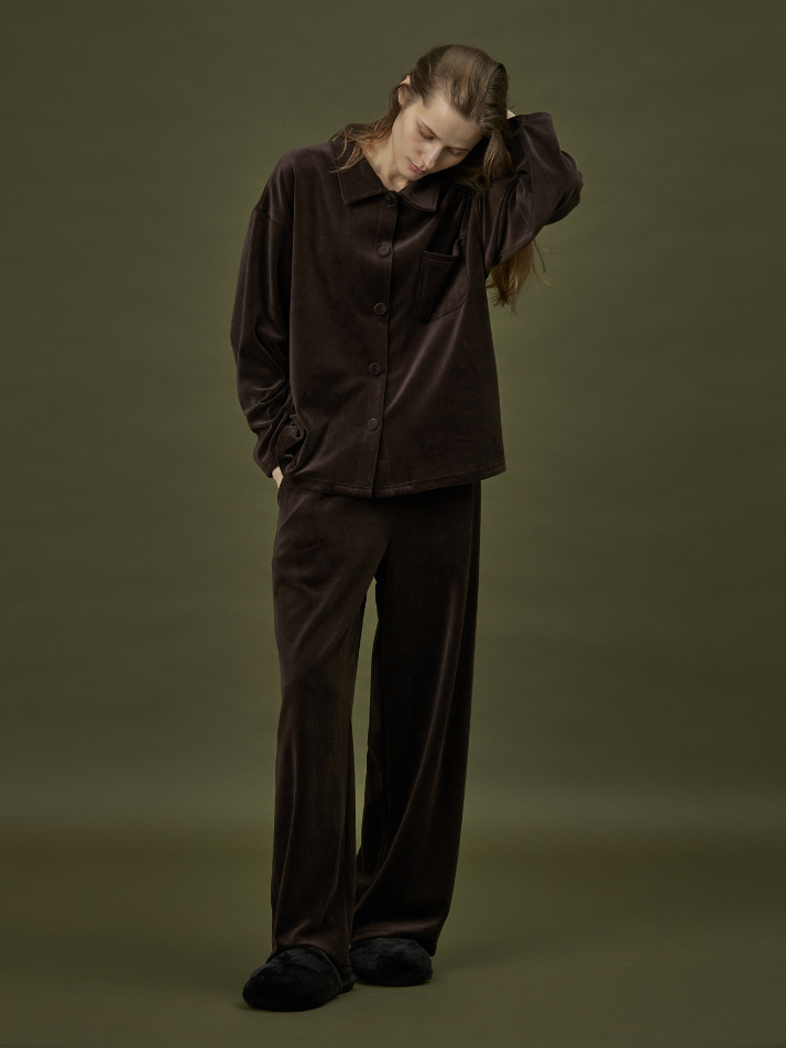 VELOUR PAJAMA SET_double brown (women)