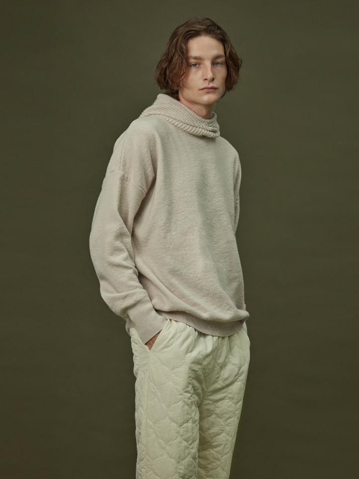 HOODIE KNIT_milktea (men)
