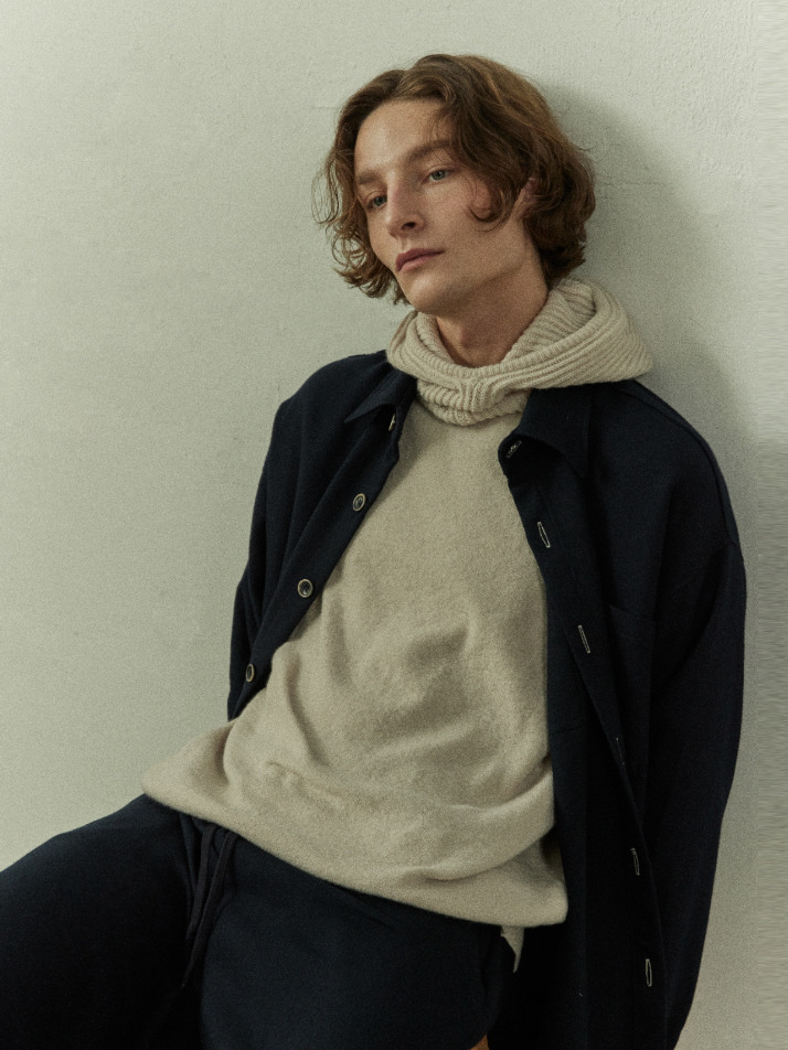 HOODIE KNIT_milktea (men)