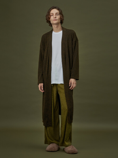 CLASSIC KNIT LONG ROBE_khaki black (men)