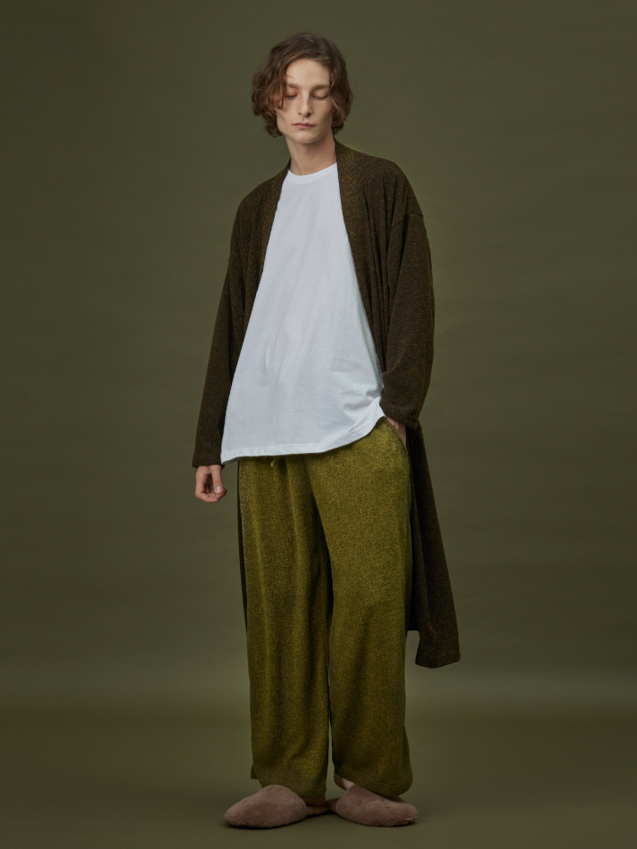 CLASSIC KNIT LONG ROBE_khaki black (men)